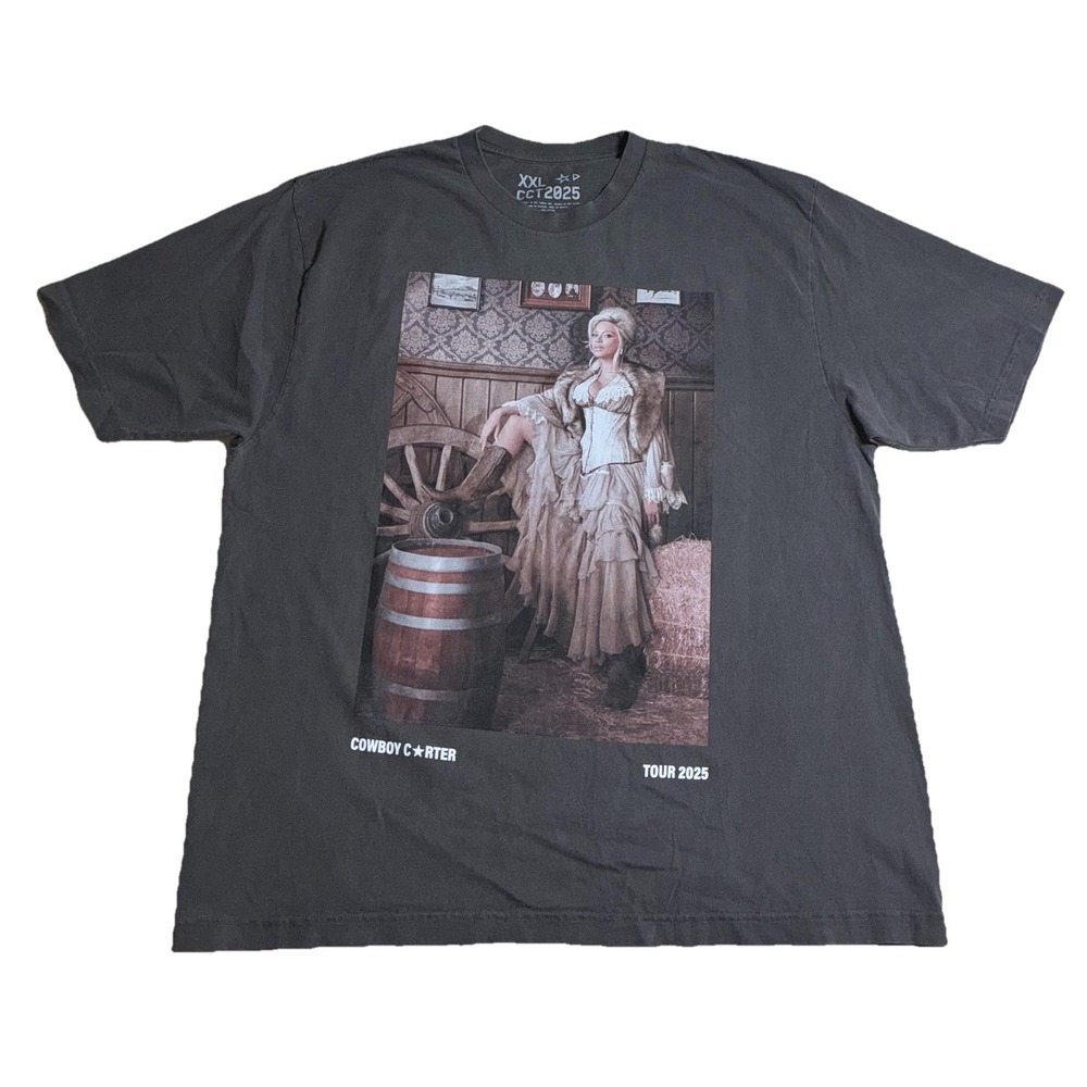Beyonce Chicago Exclusive T Shirt XXL Grey Cowboy Carter Tour‎ Merch NEW *flaw